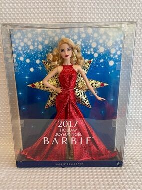 Mattel 2017 HOLIDAY BARBIE 12” Fashion Doll Christmas Red Gold Blonde NIB #710